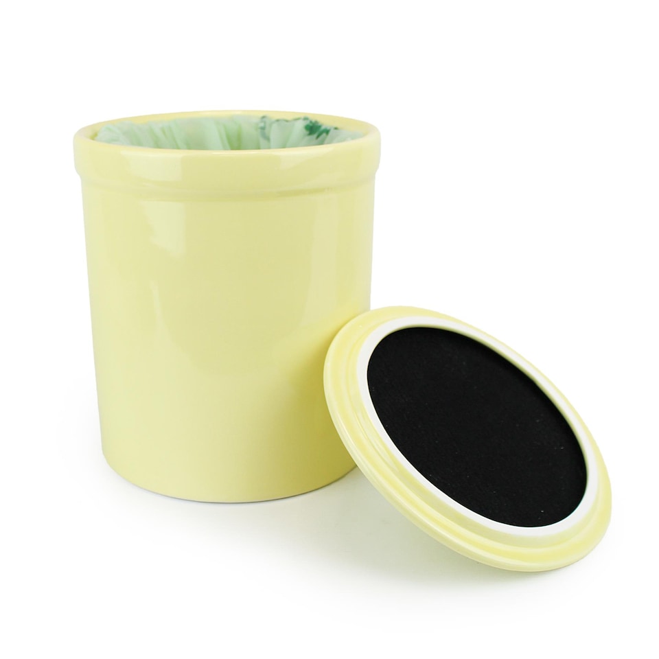 image 1 of Yellow Ceramic Compost Caddy - Portland Kitchen Ceramic Compost Bin for Food Waste Recycling