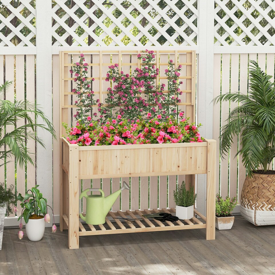 image 1 of COSTWAY Wooden Planter Box Raised Garden Bed Natural N/A