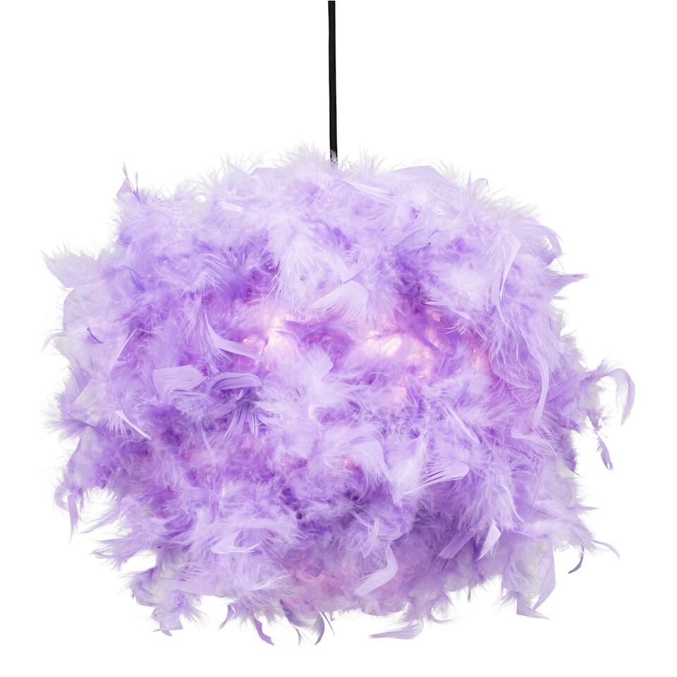 image 1 of Eye-Catching and Modern Small Lilac Feather Decorated Pendant Lighting Shade | Purple