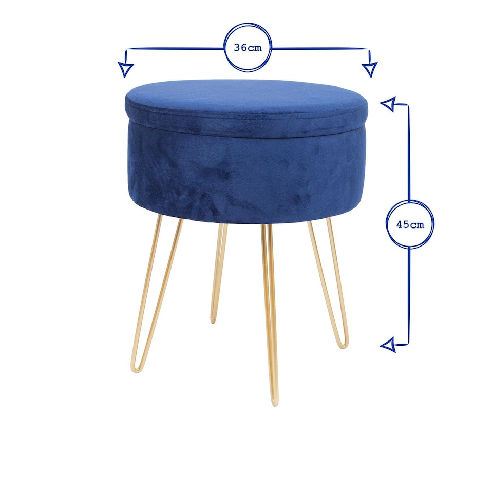 image 1 of Harbour Housewares Round Velvet Storage Footstool - H45 x D36cm - Grey/Silver | Grey | Grey/Silver