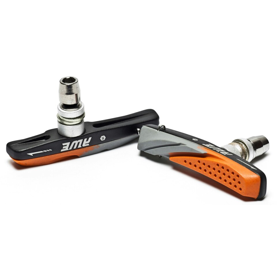 image 1 of AWE 72mm Two Tone Contour Design Bike Brake Blocks/Pads Grey/Orange