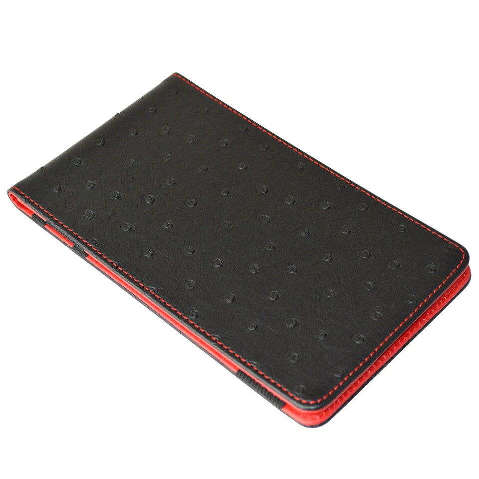 image 1 of Premium Ostrich Golf Scorecard Holder - Black / Red