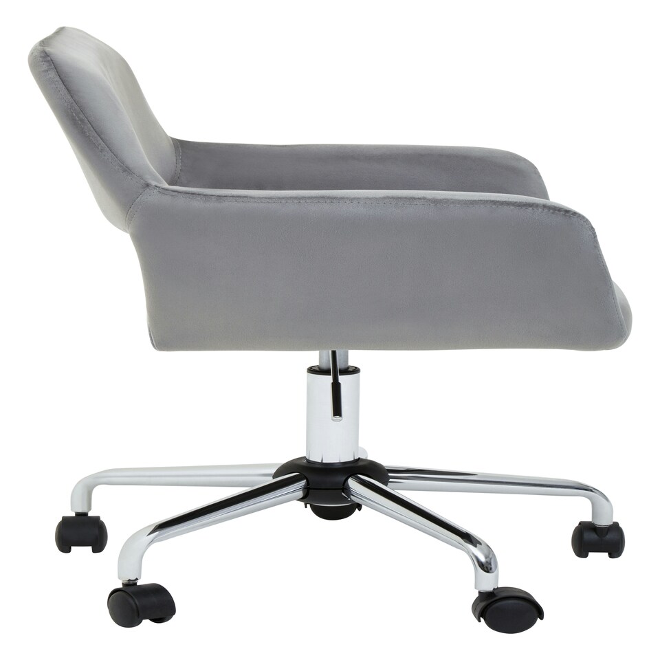 image 1 of Interiors By Premier Ergonomic Grey Velvet And Chrome Base Home Office Chair, Comfortable Work From Home Chair, Movable Chair