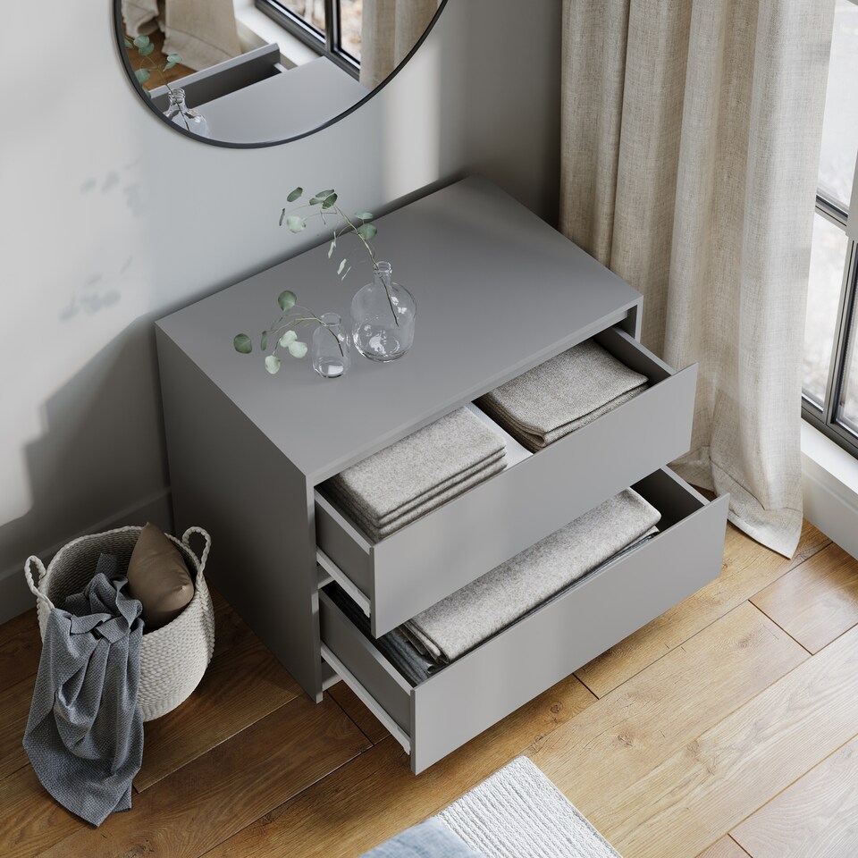 image 1 of URBNLIVING 2 Drawer Chest Storage Unit With Adjustable Feet | Multi | Grey | 1
