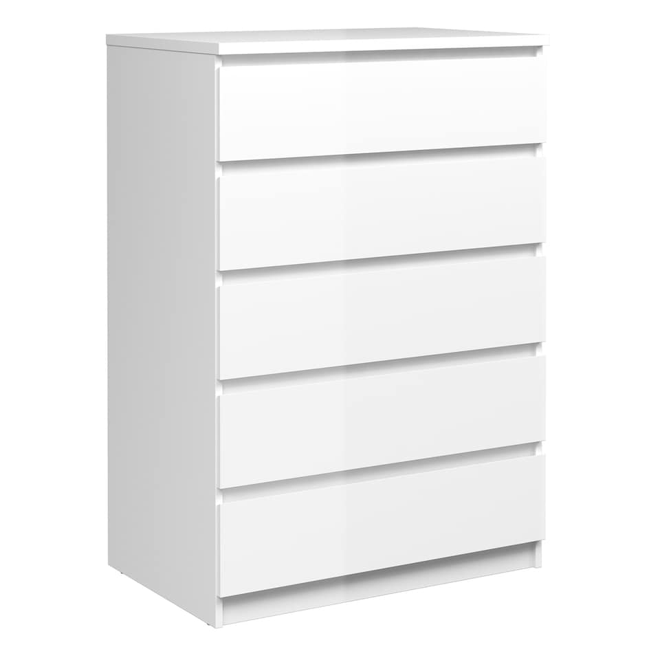 image 1 of Naia Chest of 5 Drawers in White High Gloss