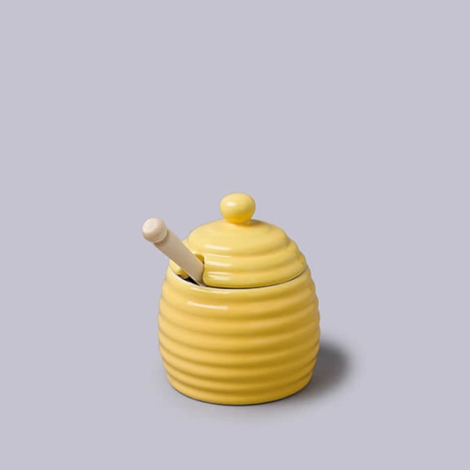 W.M.Bartleet & Sons Honey Pot with Wooden Dipper Yellow