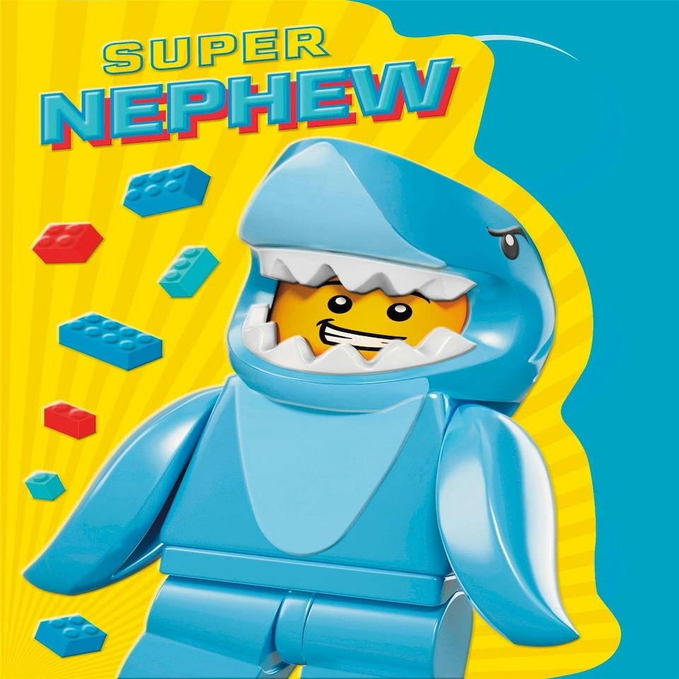 image 1 of Yellow LEGO Shark Character Design Nephew Birthday Card