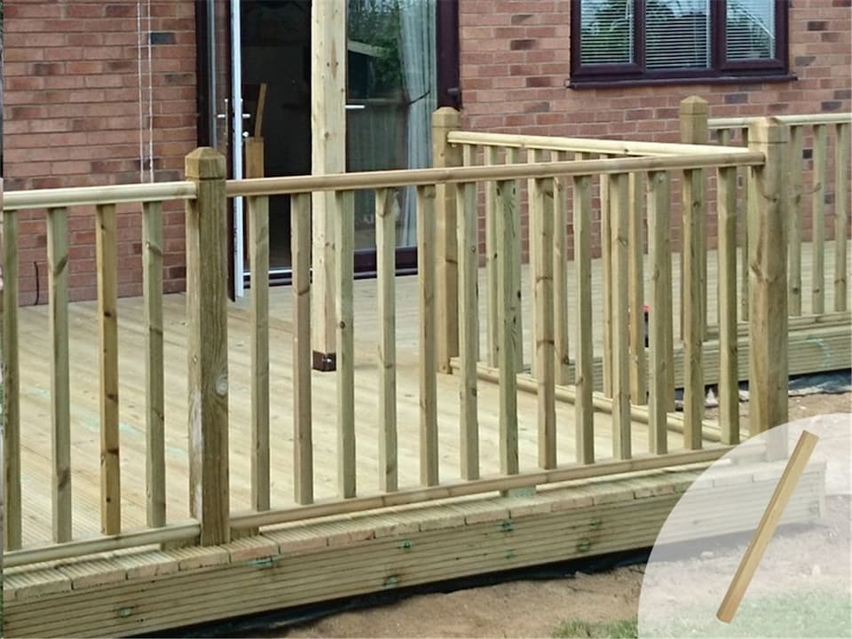 image 1 of eDecks Softwood Handrail System Decking Extension Kit, 3170mm - Square