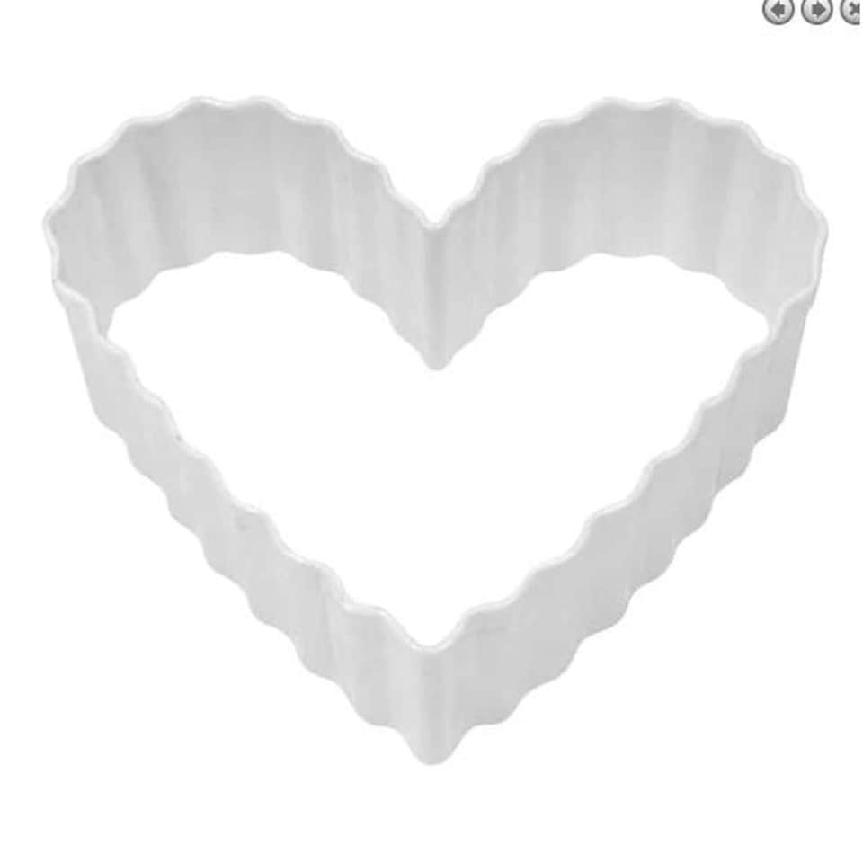 image 1 of Anniversary House Fluted Heart Poly-Resin Coated Cookie Cutter - White - 12.7cm x 12.7cm x 2.5cm