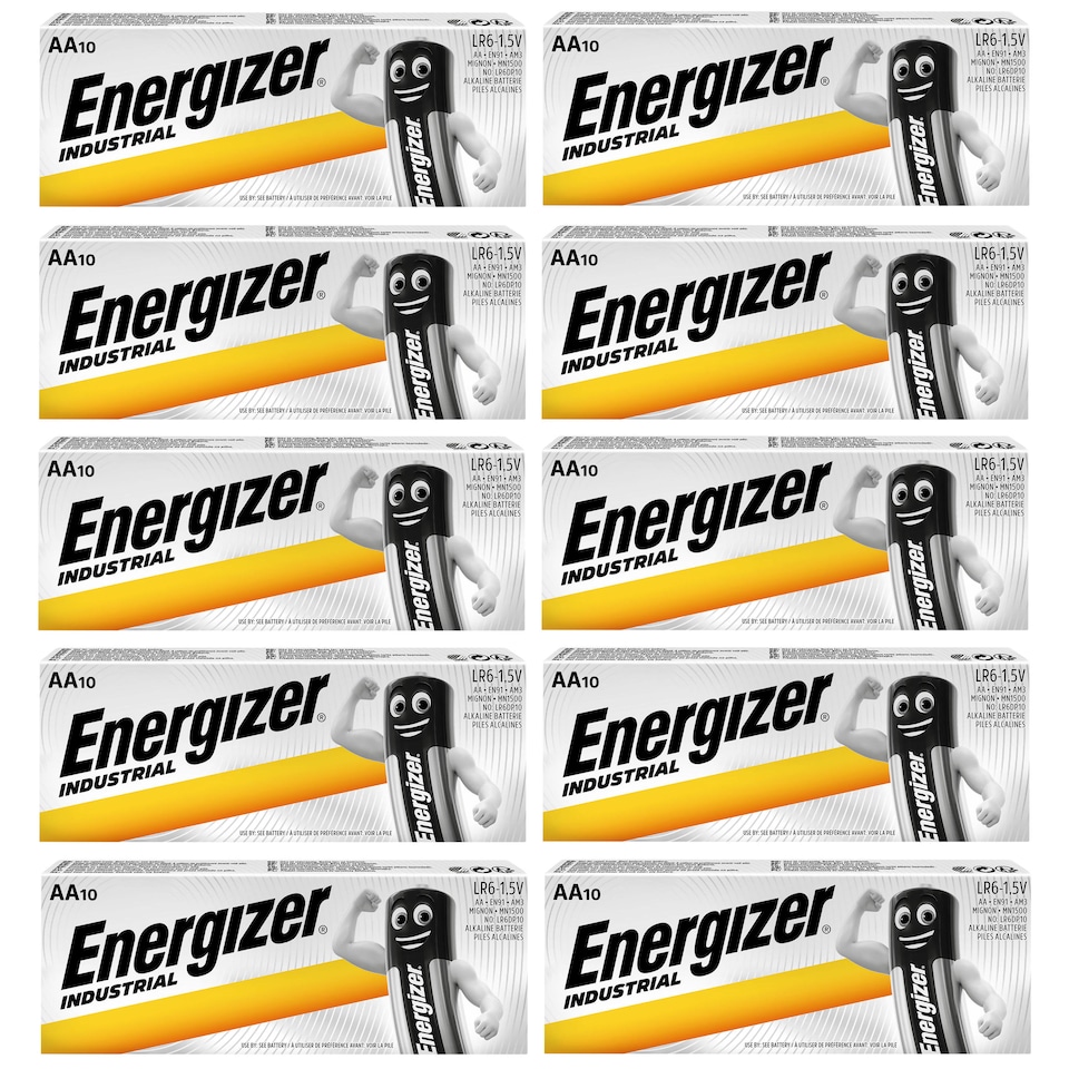 10x Energizer AA Industrial Batteries - Pack of 10 (100x Batteries in total)