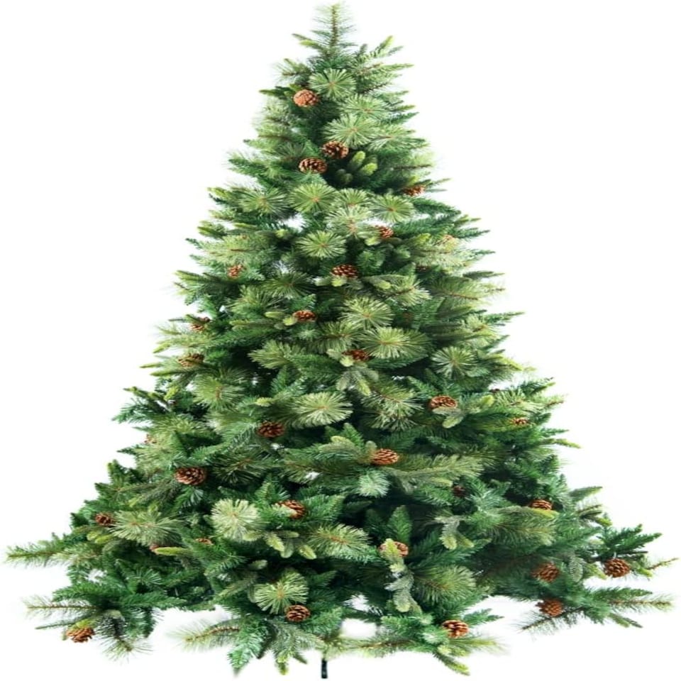 image 1 of 6FT Californian Boulder Bushy Look Luxurious Forest Green Artificial Christmas Tree Pine Cones Hinged Branches | Green | Green