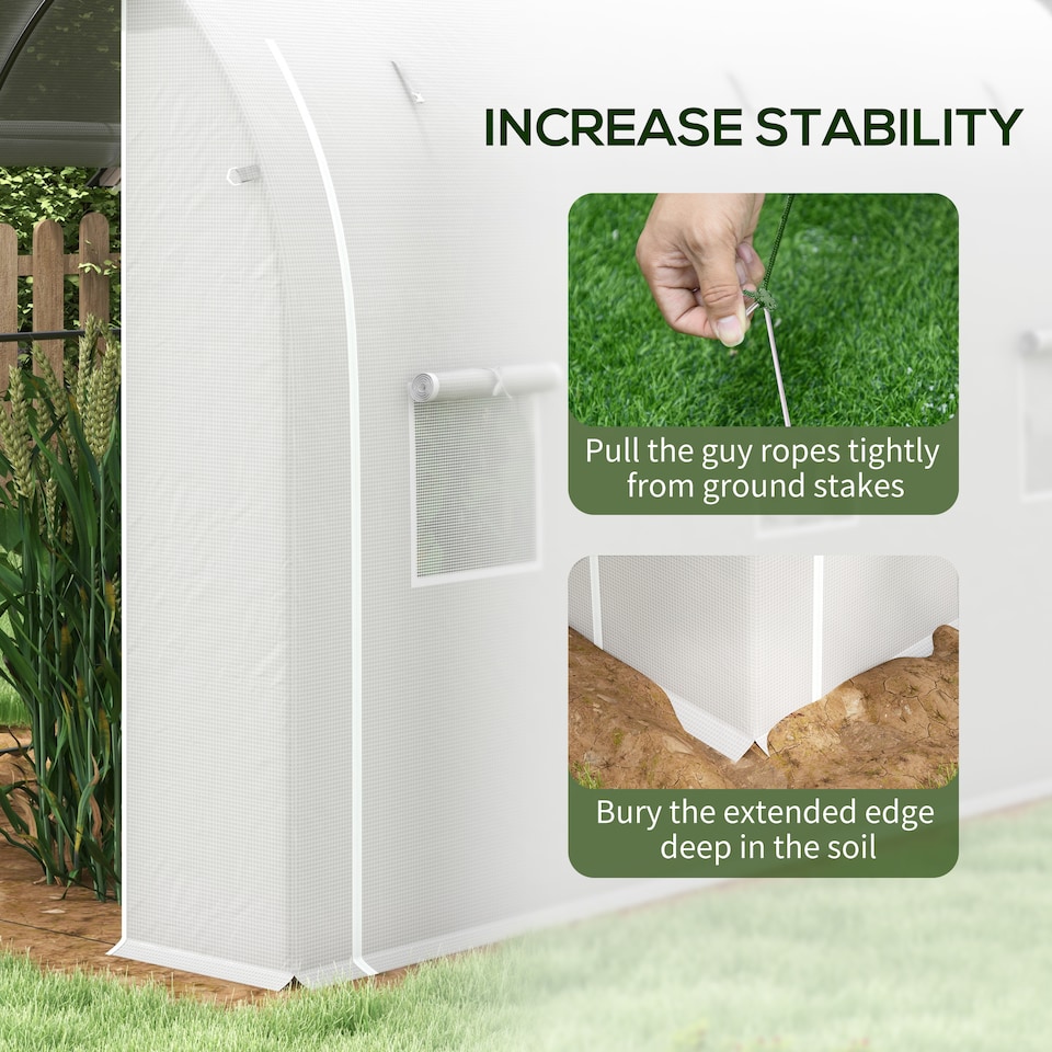 image 1 of Outsunny Polytunnel Greenhouse with PE Cover, Galvanised Steel Frame, White