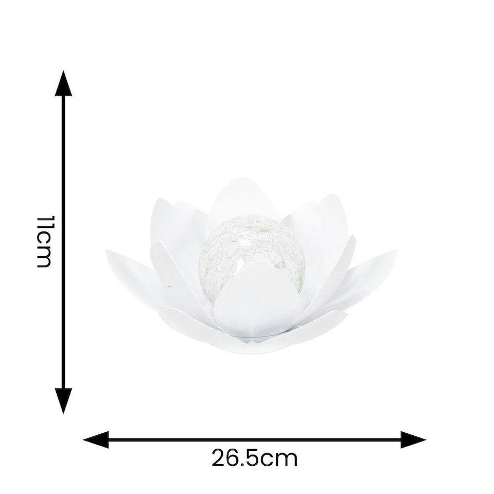 image 1 of ValueLights White Solar Powered Outdoor Waterlily Lotus Flower Decoration Garden Light