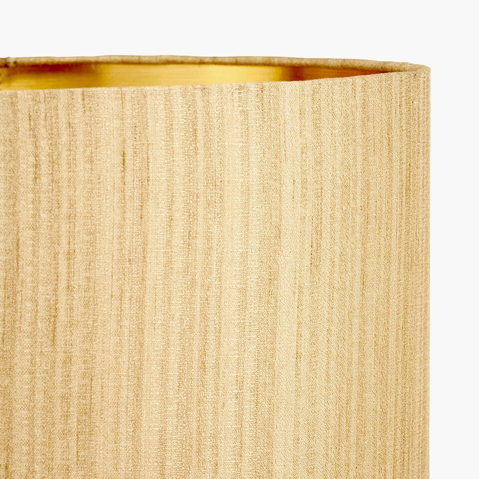 image 1 of 35cm Gold Slubbed Faux Silk Gold Lined Cylinder Lampshade for Table Lamps Gold