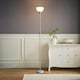 image 1 of ValueLights Dalby Chrome Uplighter Floor Lamp White Shade & Bulb | Silver