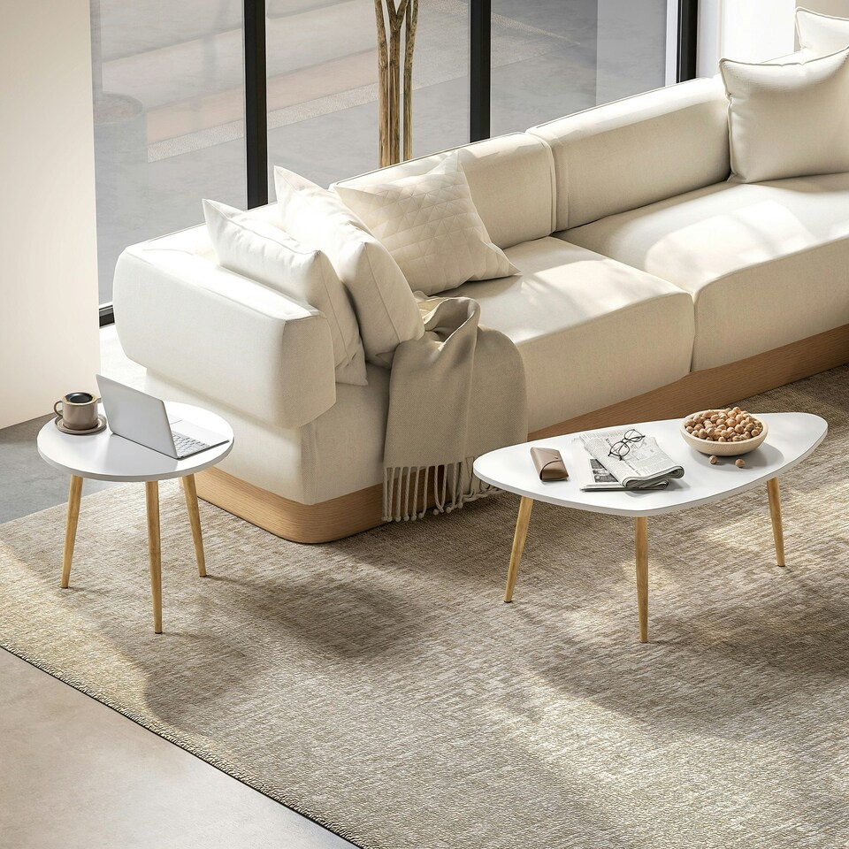 image 1 of HOMCOM Coffee Table Set of 2 Nesting End Side Tables White