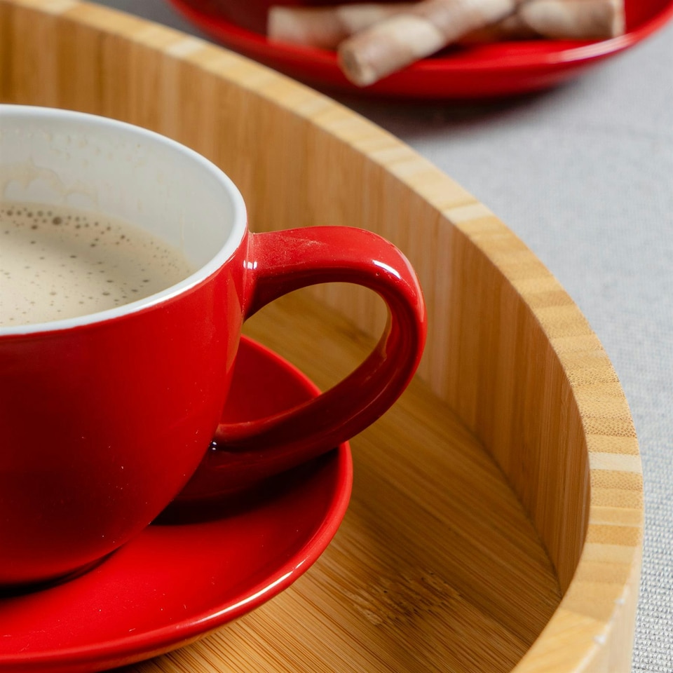 image 1 of Argon Tableware 12pc Coloured Cappuccino Cup & Saucer Set - 250ml - Lancashire - Coffee Cup Latte Cup Drinking Cup