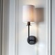 image 5 of Sancerre Wall Lamp with Shade Matt Black, Vintage White Fabric, 1x E14