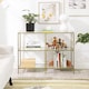 image 3 of 3-Tier Glass Sofa Console Table with Storage Shelves, Easy Assembly, Gold