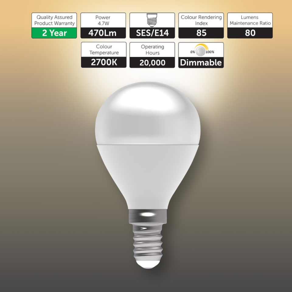 image 1 of BELL Lighting SES E14 Dimmable Golf Ball SMD Warm White 2700k 4.7WLED Bulb