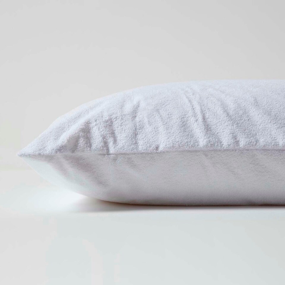 image 1 of Homescapes Terry Towelling Waterproof Pillow Protectors Standard Size - Pack of 4 White