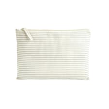 Westford Mill Striped Organic Cotton Pouch - Grey - 11.5cm x 20cm Grey