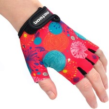 Meteor Kids Bike Gloves – Breathable, Non-Slip, Padded for Comfort & Safety Pink | Pink Abstract | JR XS
