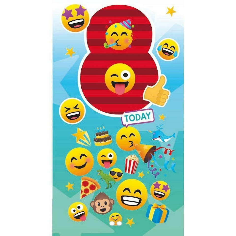 image 1 of JoyPixels Emoji Age 8 Birthday Card
