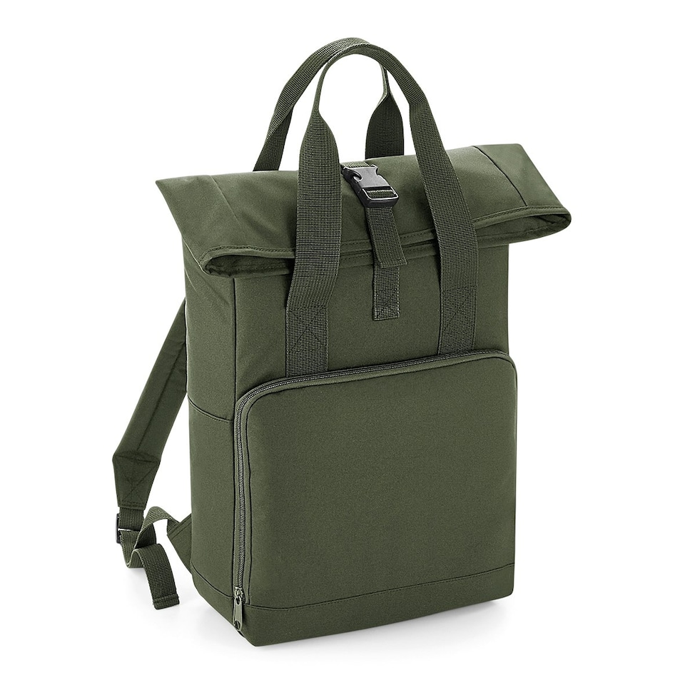 image 1 of BagBase Twin Handle Roll-Top Backpack - Olive Green - One Size