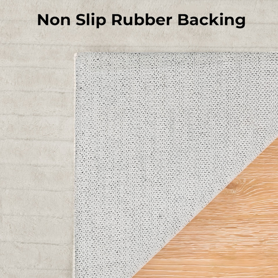 image 1 of Marlow 120x160cm Plush Velvet Area Rug Washable Non Slip Floor Mat Living Room | Cream | Cream