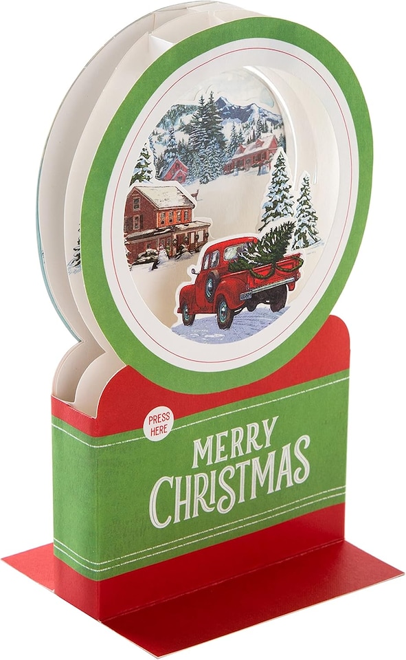 image 1 of 3D Pop-Up Musical Winter Journey Snowglobe Design Christmas Card