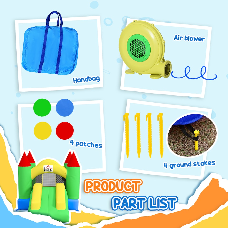 image 1 of HOMCOM Bouncy Castle with Slide Inflatable Bouncer Kids Jumper Bounce Castle