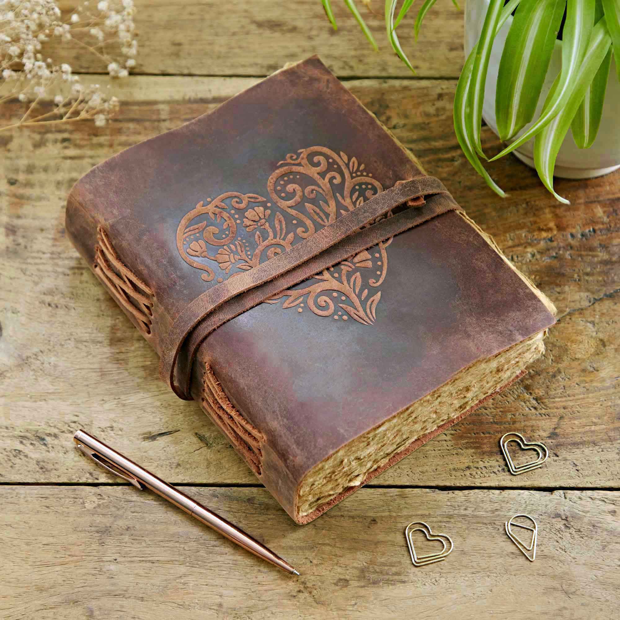 Paper High Heart Buffalo Leather Wraparound Journal in Brown