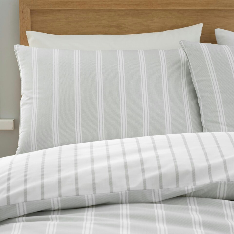 image 1 of Bianca Ashford Stripe Silver Duvet Cover Set Grey | Super King