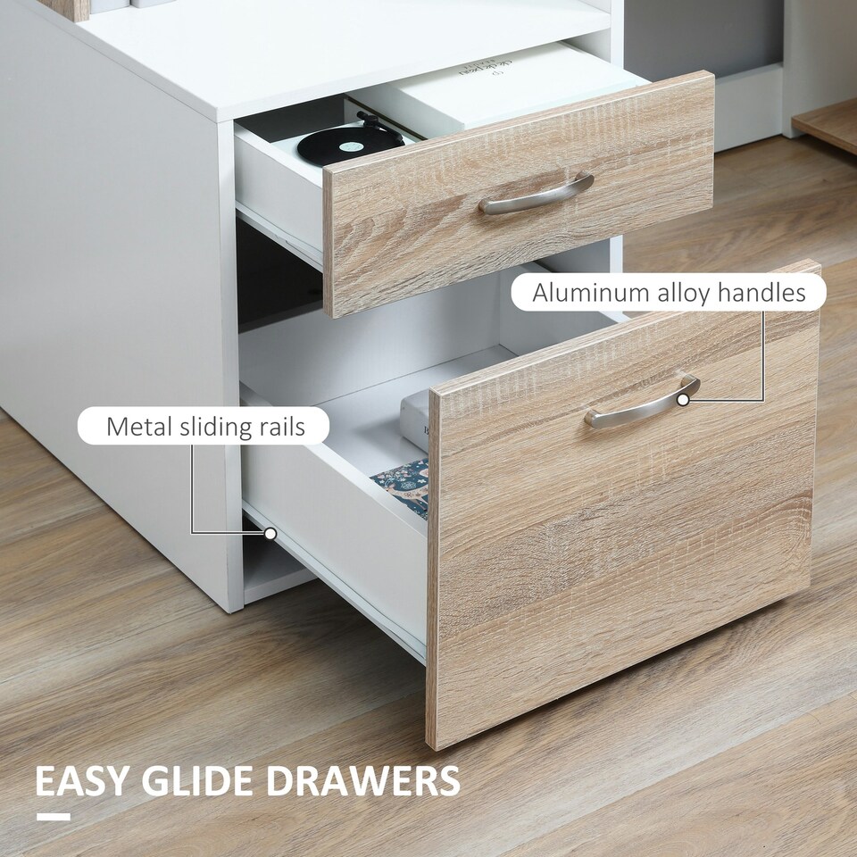 image 1 of HOMCOM Multi-Storage & Workstation Desk Table Storage Shelves Home Office Oak