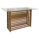 image 2 of Interiors by Premier Matte Gold Dining Table, Rectangle Clear Glass Top Dining Room Table, Stainless Steel Base Kitchen Table Gold