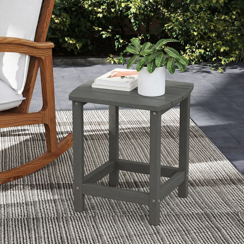 image 1 of Outsunny Outdoor Side Table, Adirondack Side Table, Indoor Outdoor, Grey | Grey