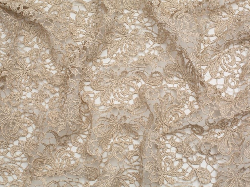 Minerva Core Range Gold Heavy Guipure Lace Fabric for Bridal, Dressmaking, 137cm / 53" Wide - per metre