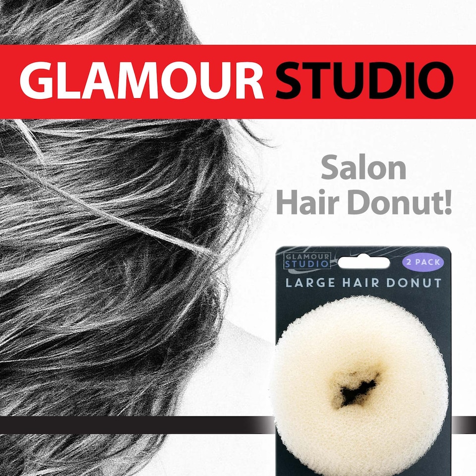 image 1 of PMS Large Cream Hair Donuts - Mesh Bun Makers, 2 Pack
