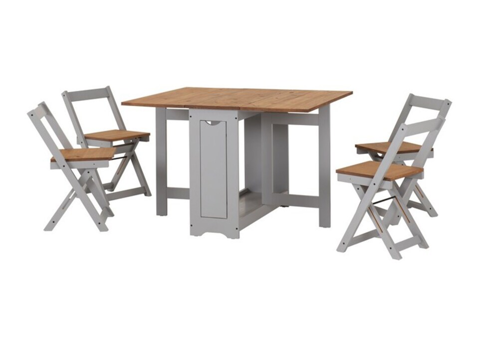 image 1 of Santos Butterfly Dining Set - Slate Grey - Distressed Waxed Pine | Grey | 5