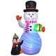 image 6 of Outsunny 8FT Inflatable Snowman Holding Gift Box w/ Penguin and LED Lights