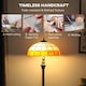 image 4 of HOMCOM Tiffany-Style Floor Lamp with Handcrafted Stained Glass Shade, 152cm Tall Vintage Standing Lamp with Foot Switch and Dual Sockets for Living Room Bedroom, Bronze Tone and Orange | Orange