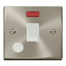 SE HOME Satin / Brushed Chrome 1 Gang 20A DP Switch With Flex With Neon White | Satin Chrome