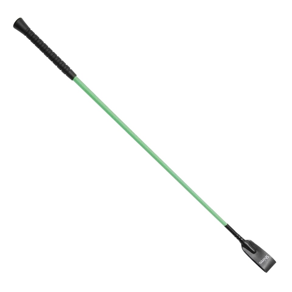 image 1 of Shires Plain Leather Horse Dressage Whip - Green - 26.5in