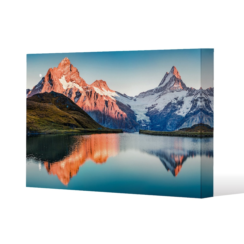 Fantastic evening panorama of Bachalp lake (Canvas Print) / 101 x 77 x 4cm | Multi