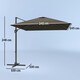 image 3 of Outsunny Patio Offset Parasol Umbrella Cantilever Sun Shade Canopy Brown