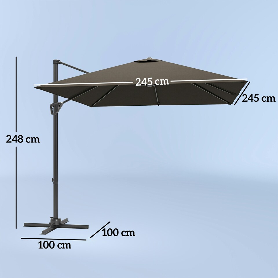 image 1 of Outsunny Patio Offset Parasol Umbrella Cantilever Sun Shade Canopy Brown