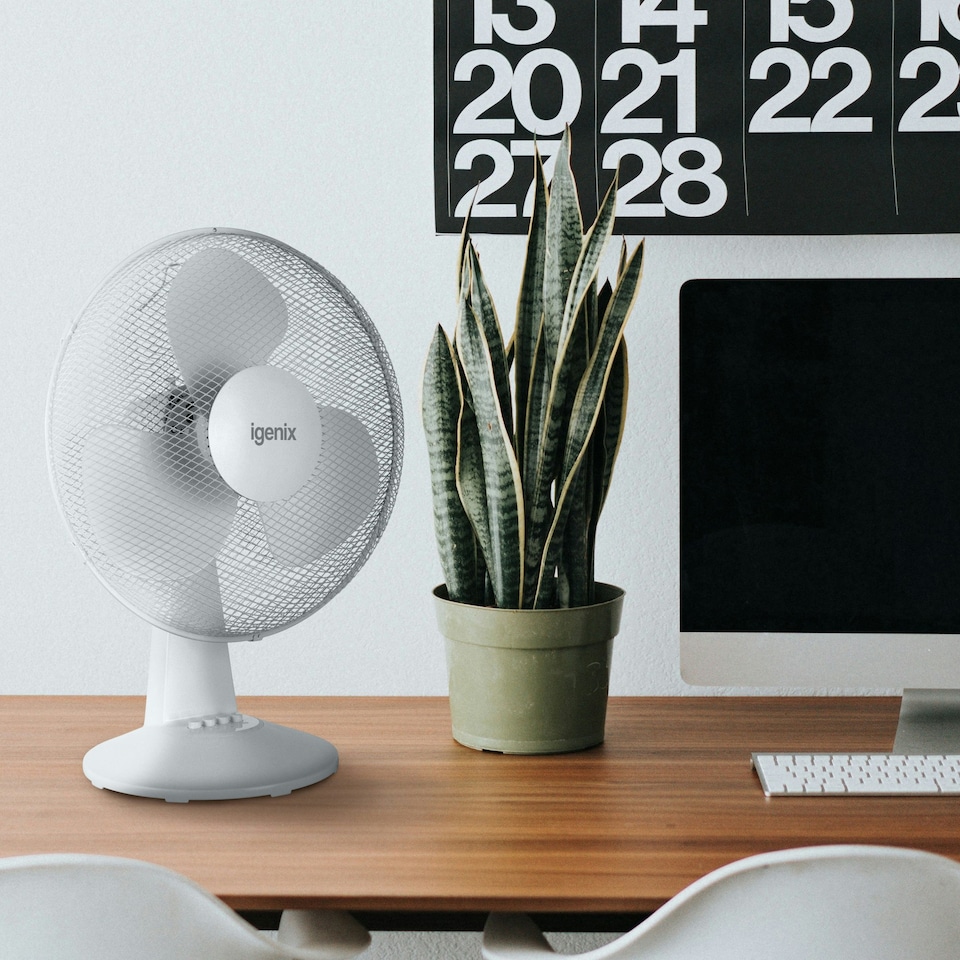 image 1 of Igenix DF1610 Portable Desk Fan, 16 Inch, 3 Speed, White