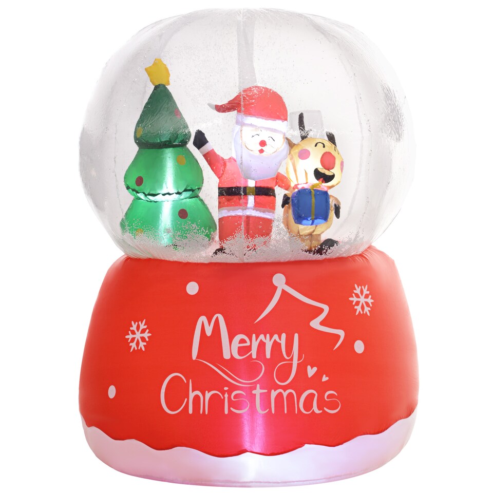image 1 of Outsunny 5.5FT Christmas Inflatable Crystal Ball with Santa Claus, Reindeer and Xmas Tree, Inflatable Christmas Decoration, Christmas Blow Up Crystal Ball with LED Lights for Indoor, Outdoor