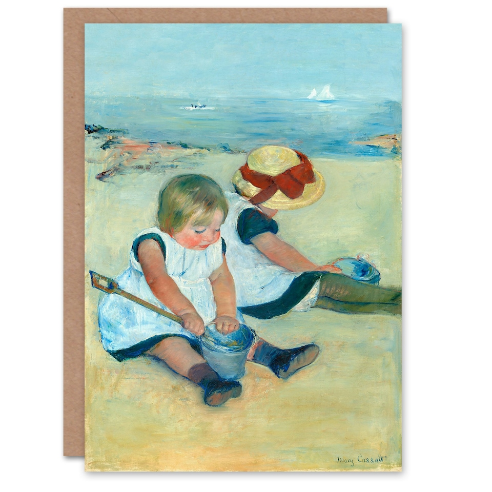 image 1 of Mary Cassatt Art Card Children Playing on the Beach